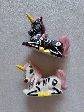 Blue Sky Clayworks Sugar Skull Unicorn Salt & Pepper Shakers 2018